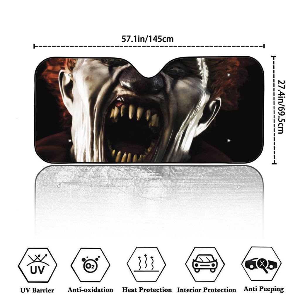 Halloween Clown Print Car Windshield Sun Shade