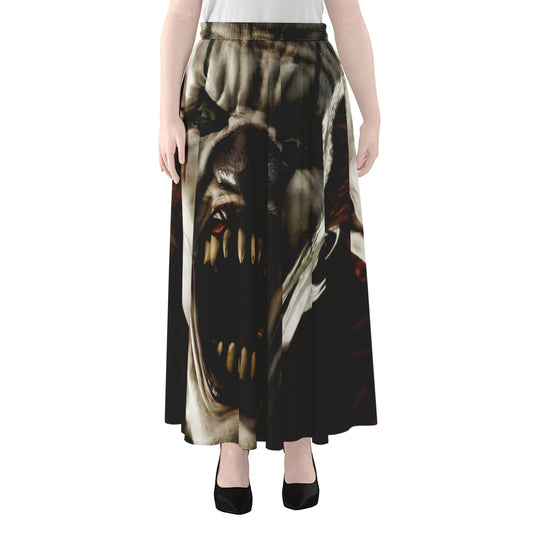 Halloween Clown Print Chiffon Maxi Skirt