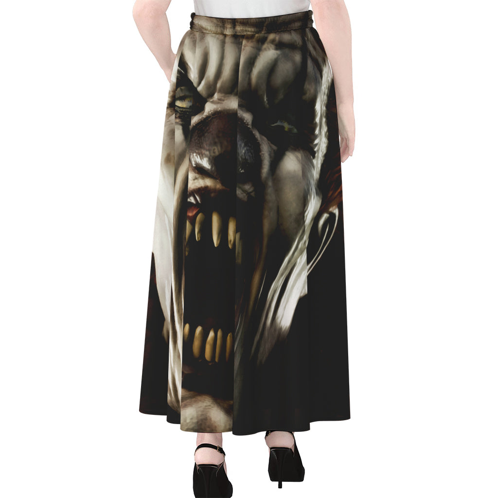 Halloween Clown Print Chiffon Maxi Skirt