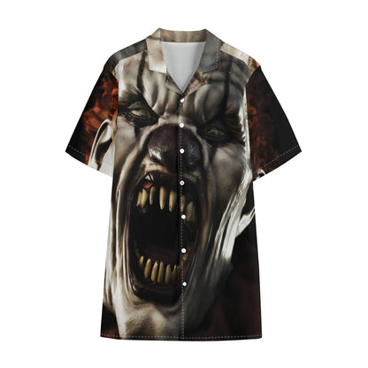 Halloween Clown Print Cotton Hawaiian Shirt