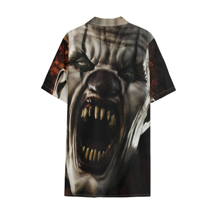 Halloween Clown Print Cotton Hawaiian Shirt