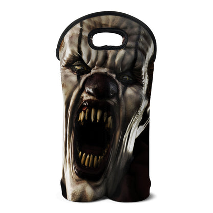 Halloween Clown Print Double Neoprene Wine Tote