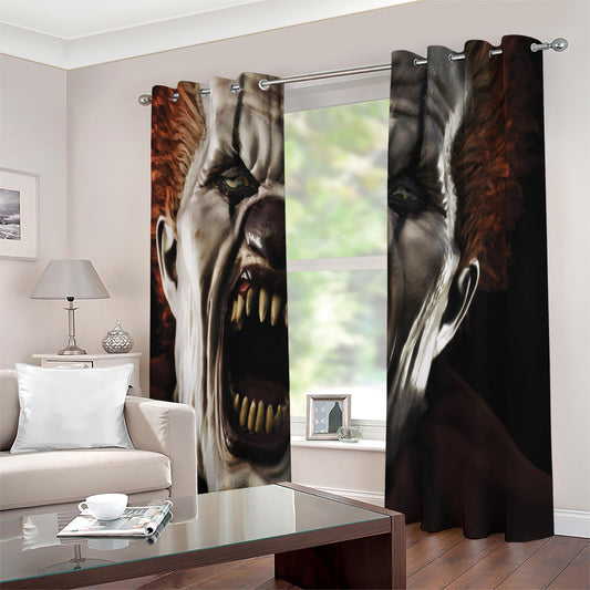 Halloween Clown Print Extra Wide Grommet Curtains