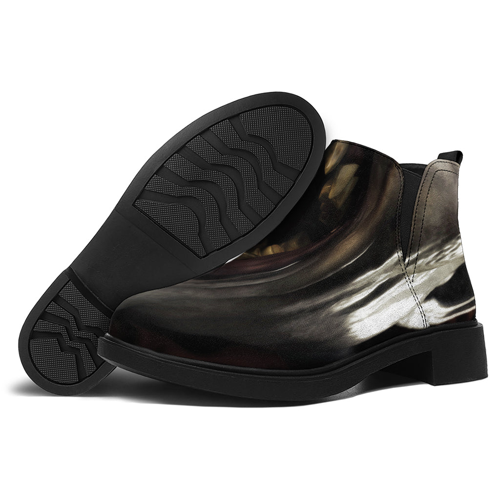 Halloween Clown Print Flat Ankle Boots