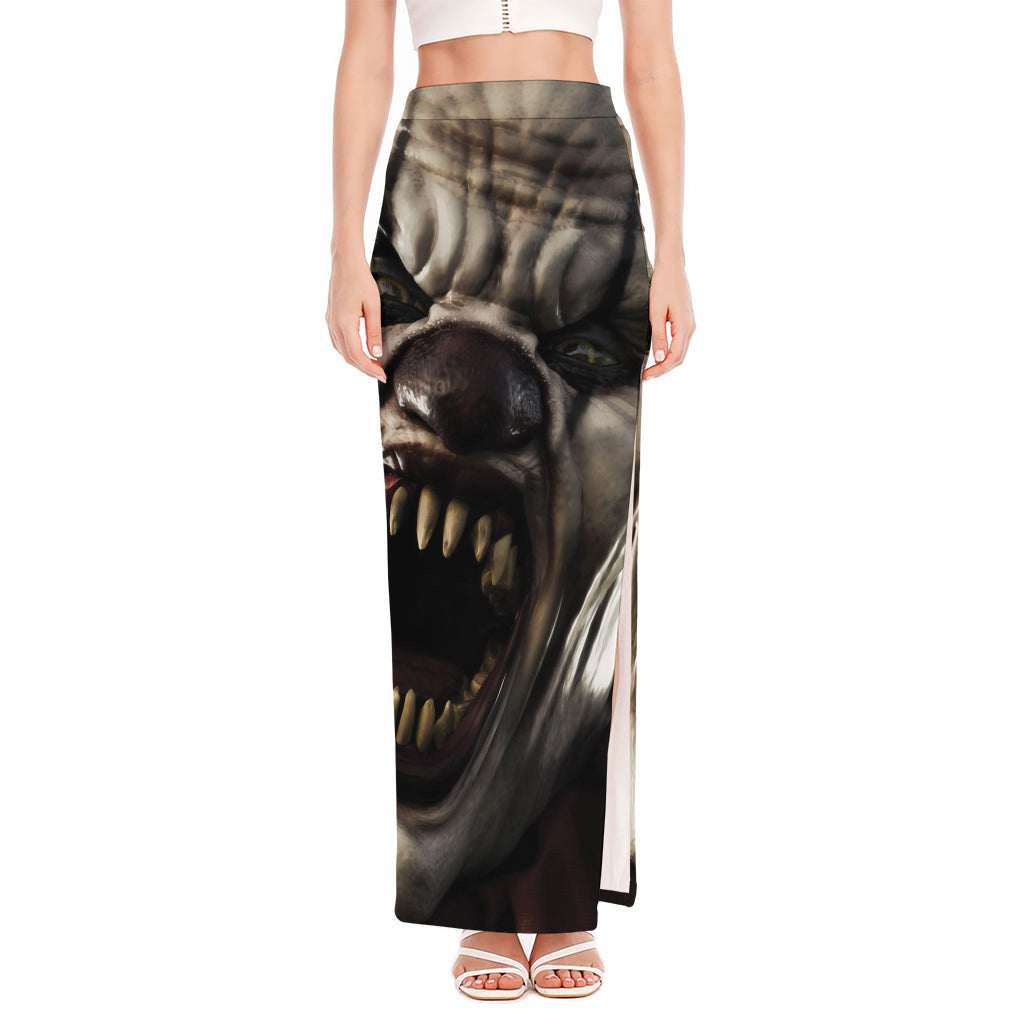 Halloween Clown Print High Slit Maxi Skirt