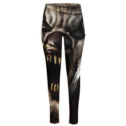 Halloween Clown Print High-Waisted Pocket Leggings