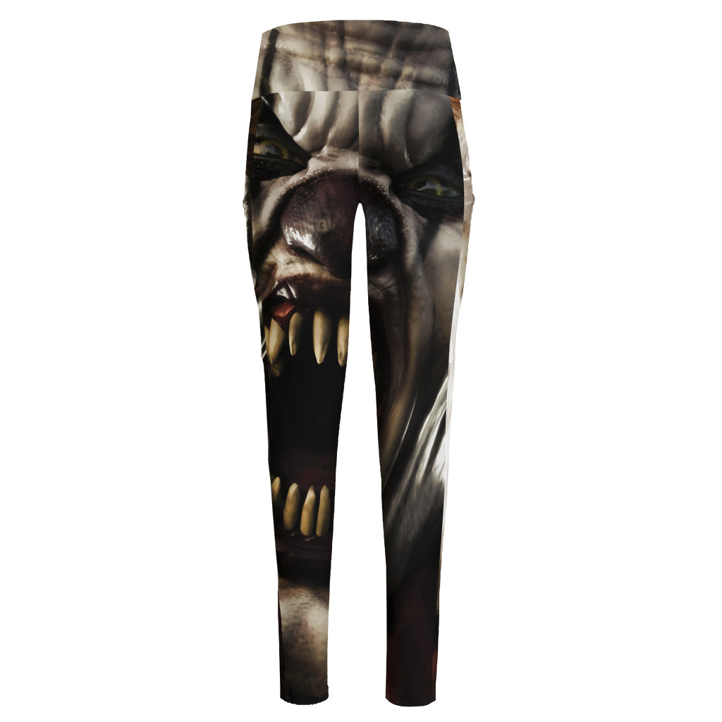 Halloween Clown Print High-Waisted Pocket Leggings