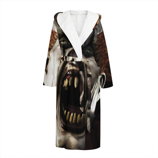 Halloween Clown Print Hooded Bathrobe