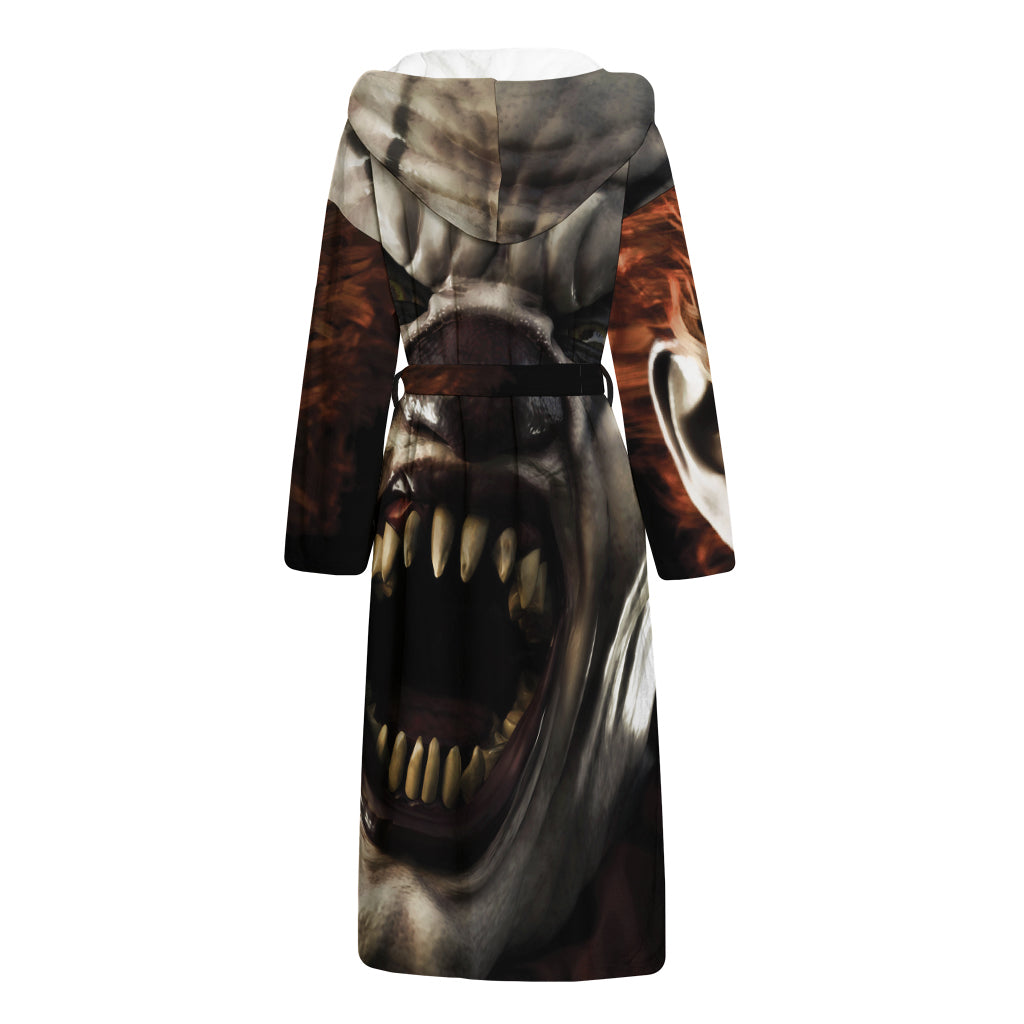 Halloween Clown Print Hooded Bathrobe