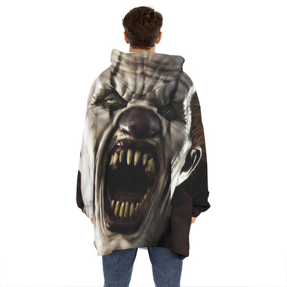 Halloween Clown Print Hoodie Blanket