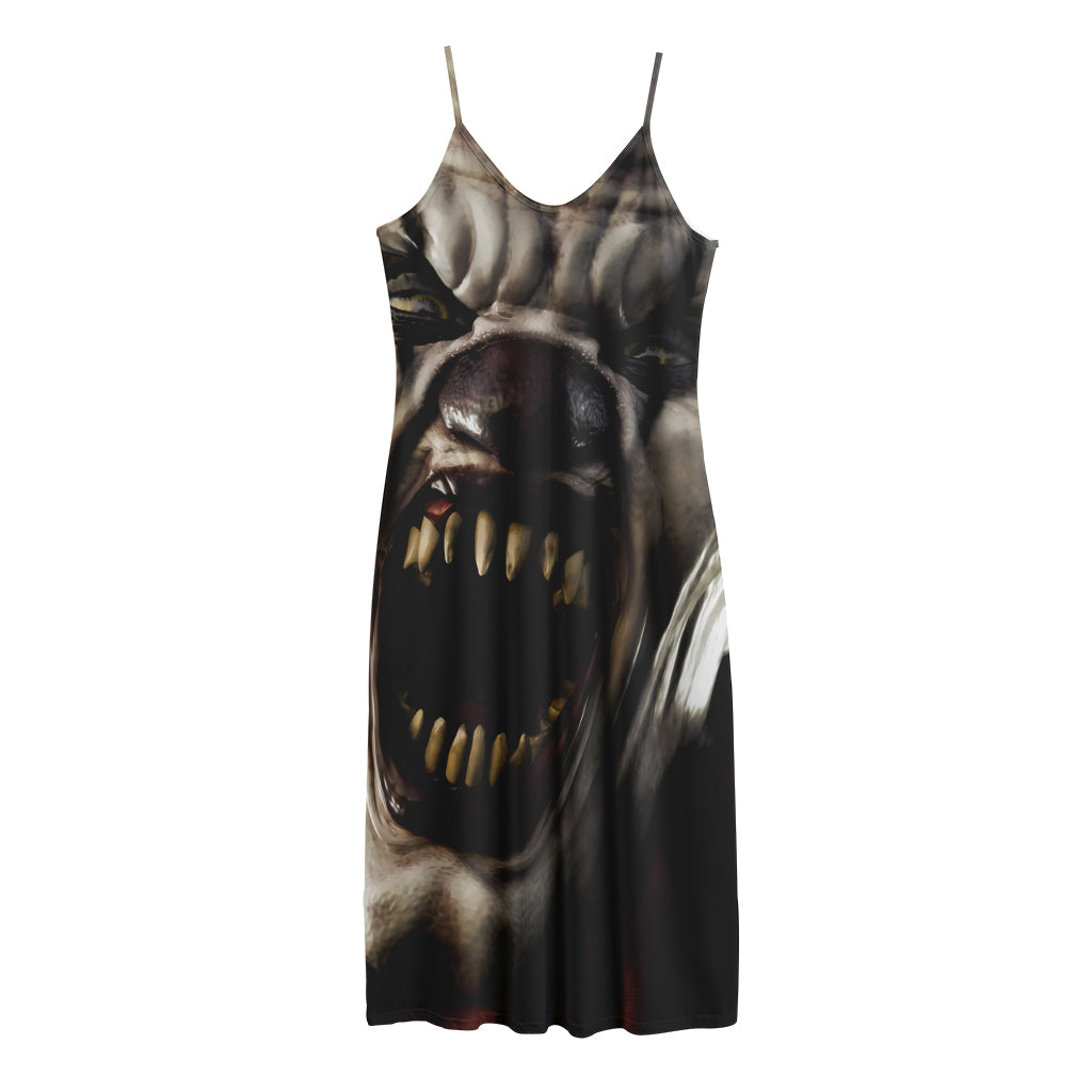 Halloween Clown Print Jersey Midi Cami Dress