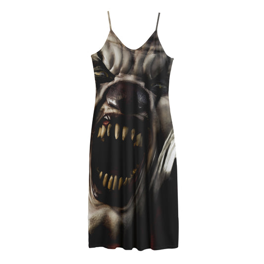 Halloween Clown Print Jersey Midi Cami Dress