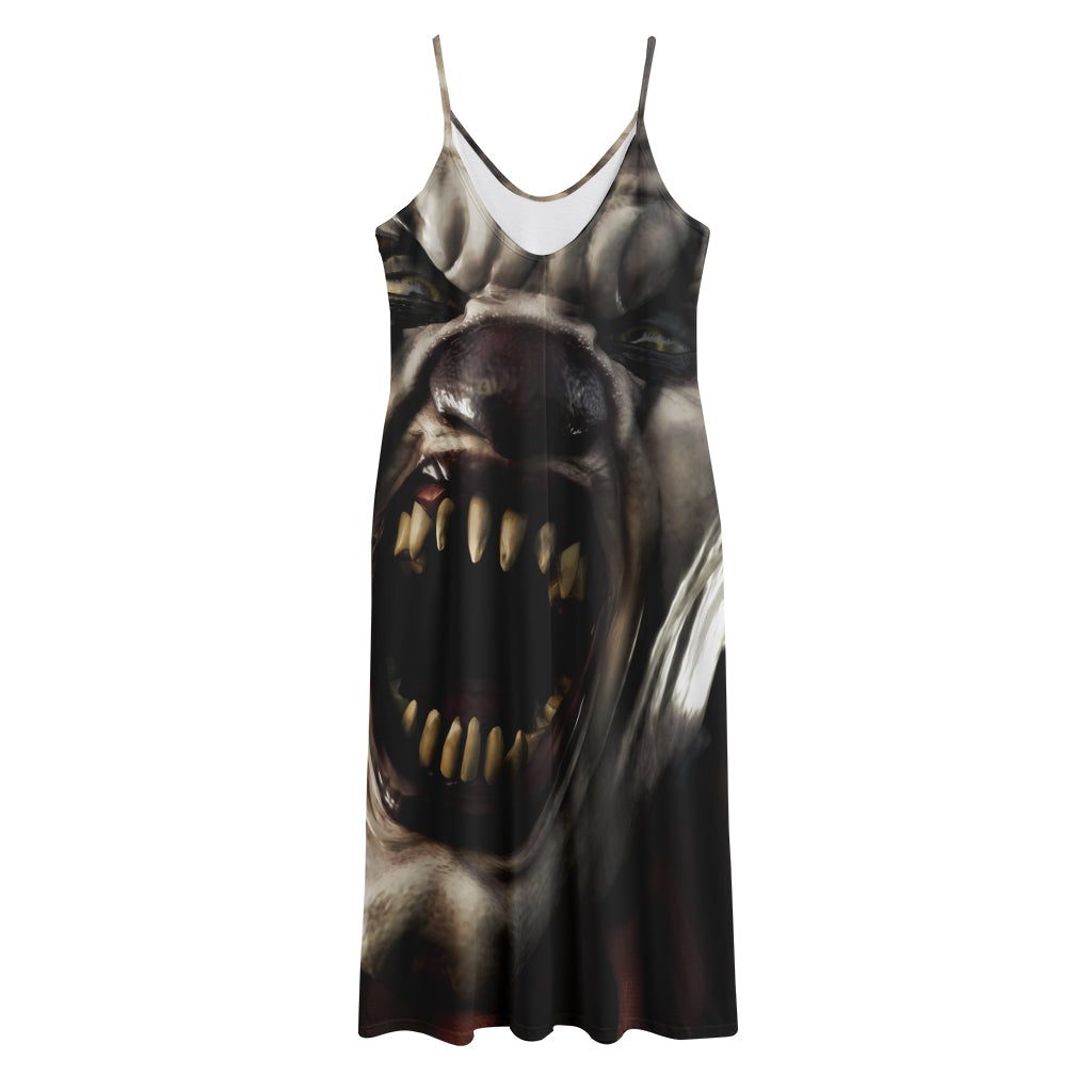Halloween Clown Print Jersey Midi Cami Dress