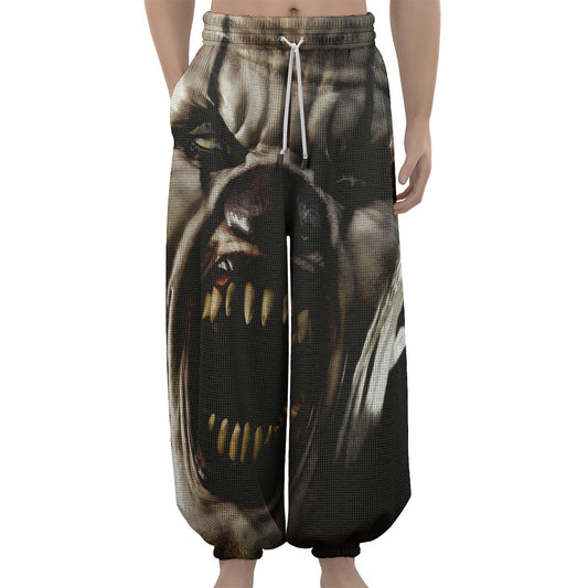 Halloween Clown Print Lantern Pants