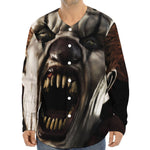 Halloween Clown Print Long Sleeve Baseball Jersey