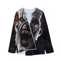 Halloween Clown Print Long Sleeve Short Coat