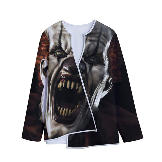 Halloween Clown Print Long Sleeve Short Coat