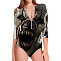 Halloween Clown Print Long Sleeve Swimsuit