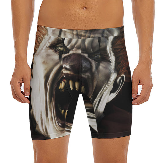 Halloween Clown Print Men's Long Boxer Briefs