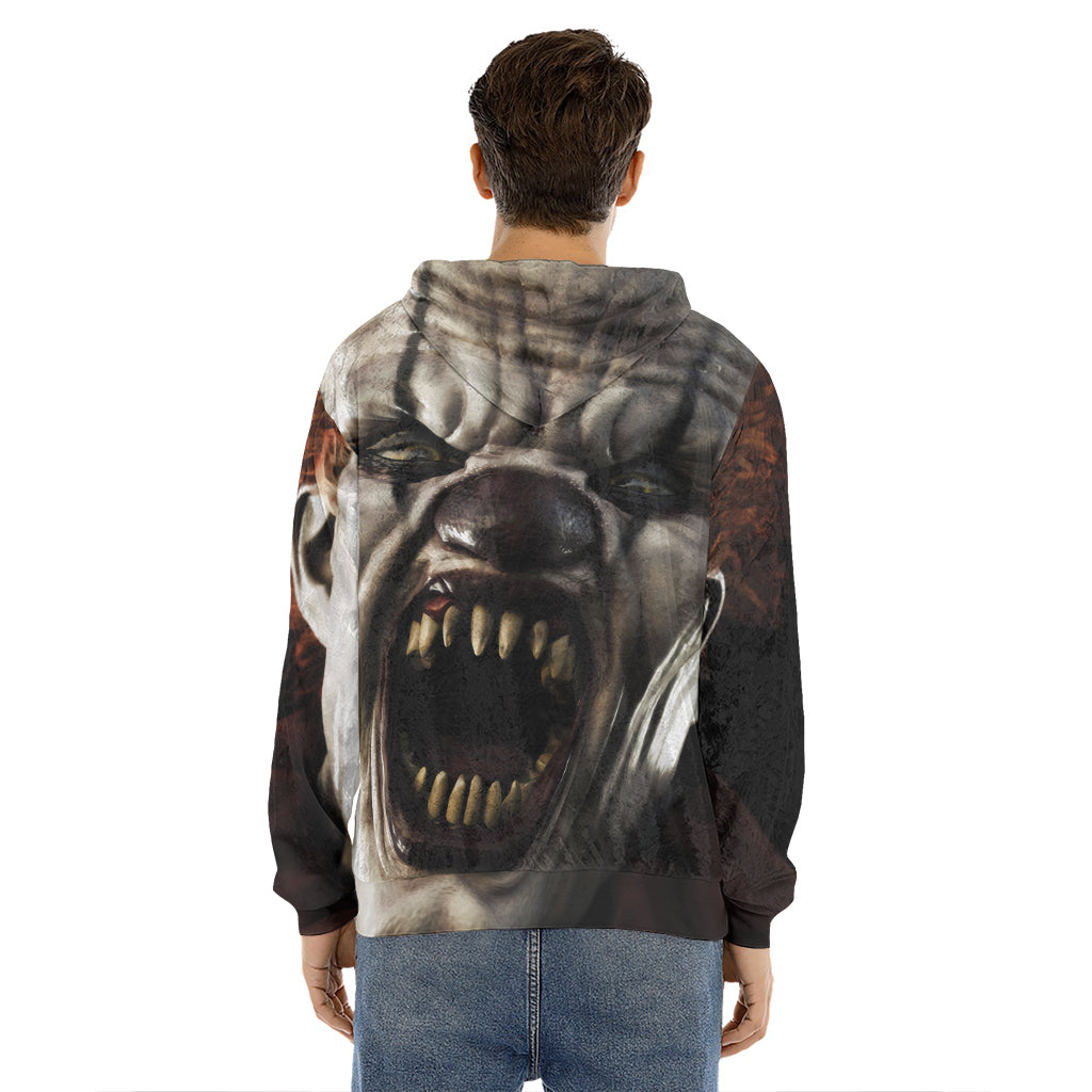 Halloween Clown Print Men's Velvet Pullover Hoodie