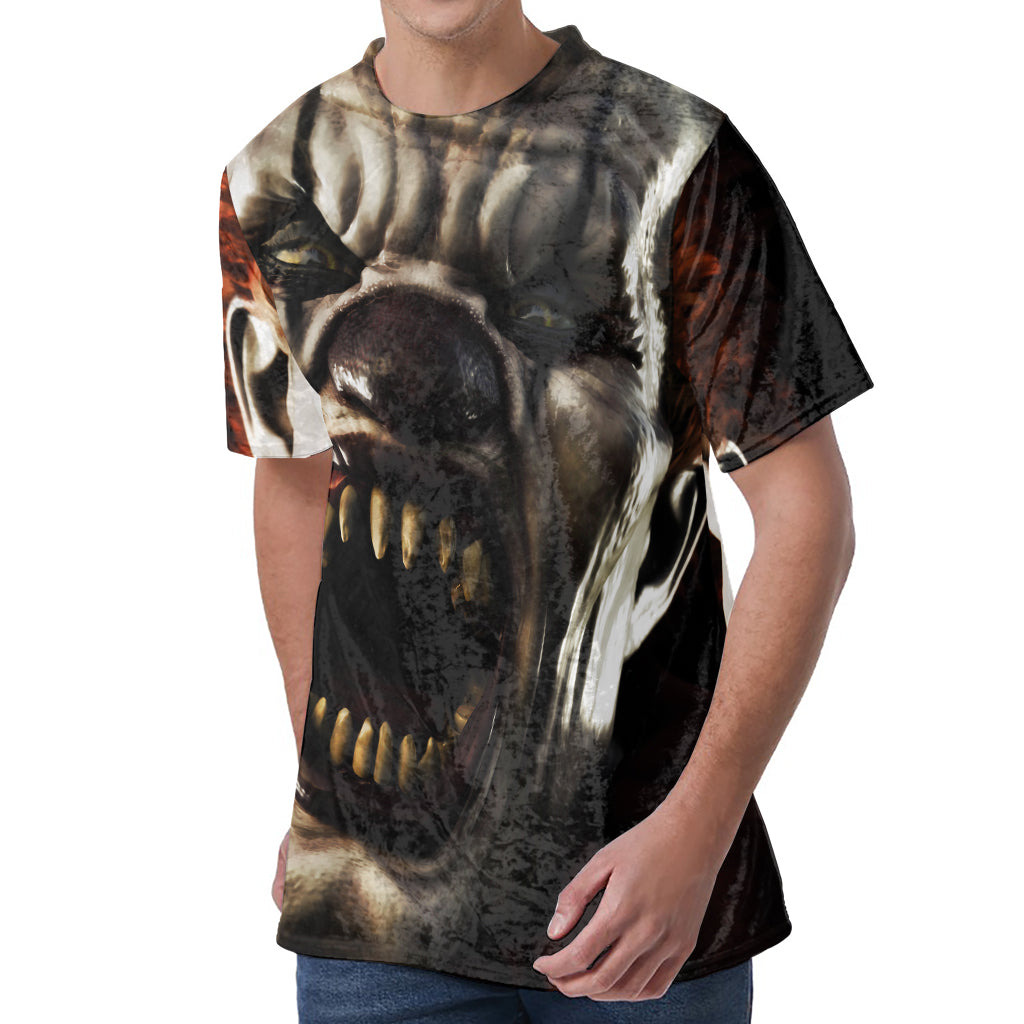 Halloween Clown Print Men's Velvet T-Shirt