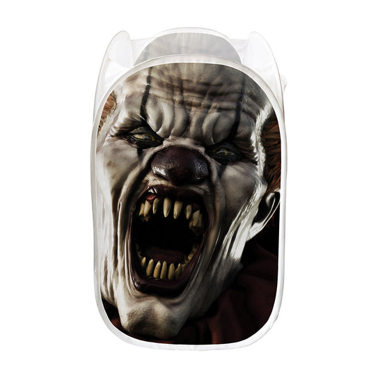 Halloween Clown Print Mesh Laundry Hamper