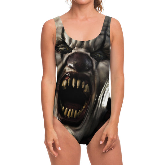 Halloween Clown Print One Piece Swimsuit