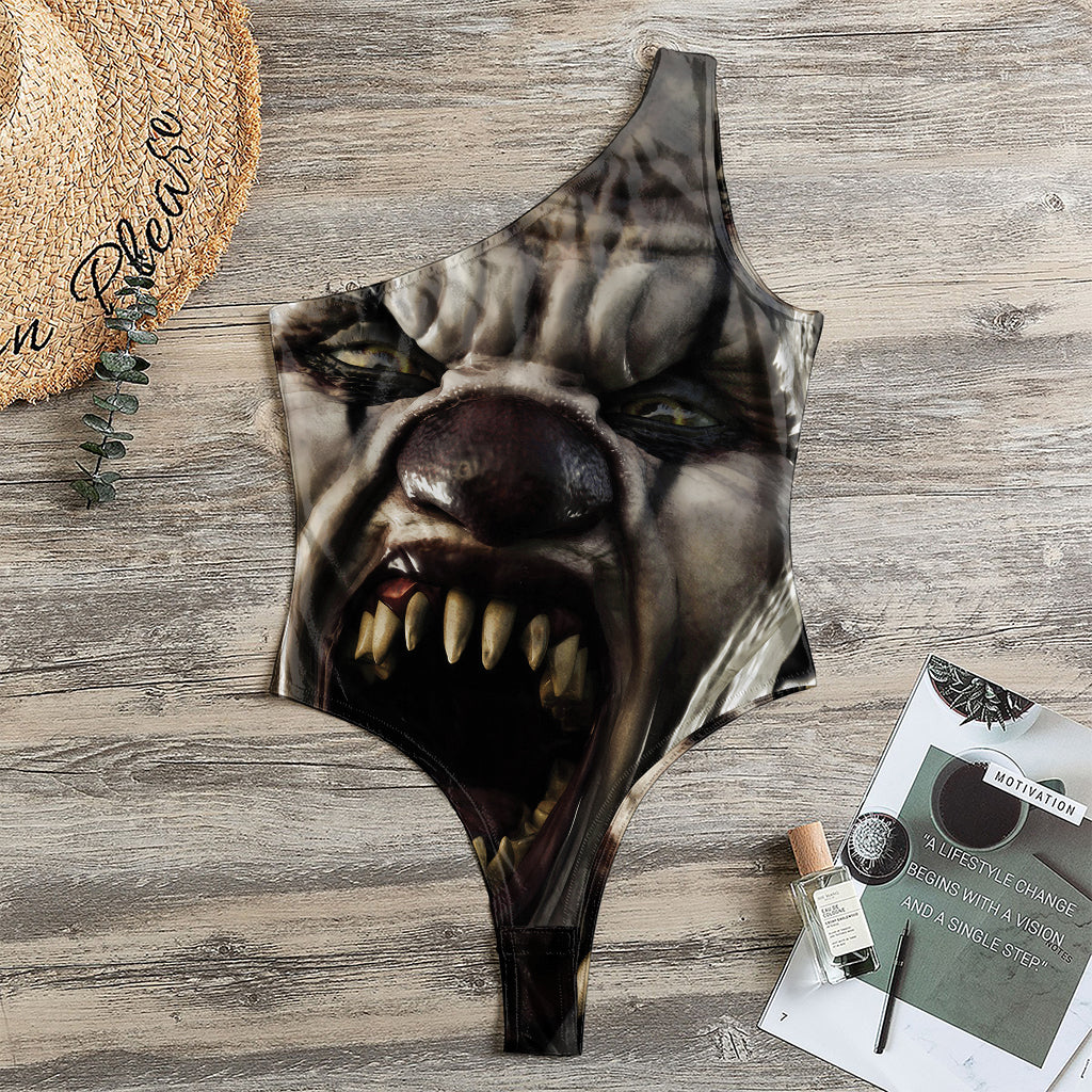 Halloween Clown Print One Shoulder Bodysuit