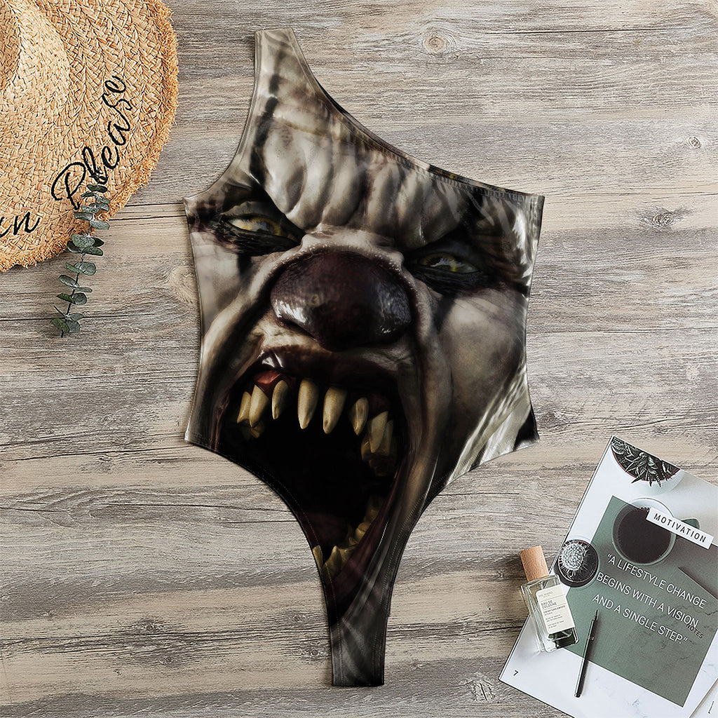 Halloween Clown Print One Shoulder Bodysuit
