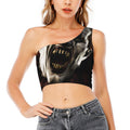 Halloween Clown Print One Shoulder Crop Top