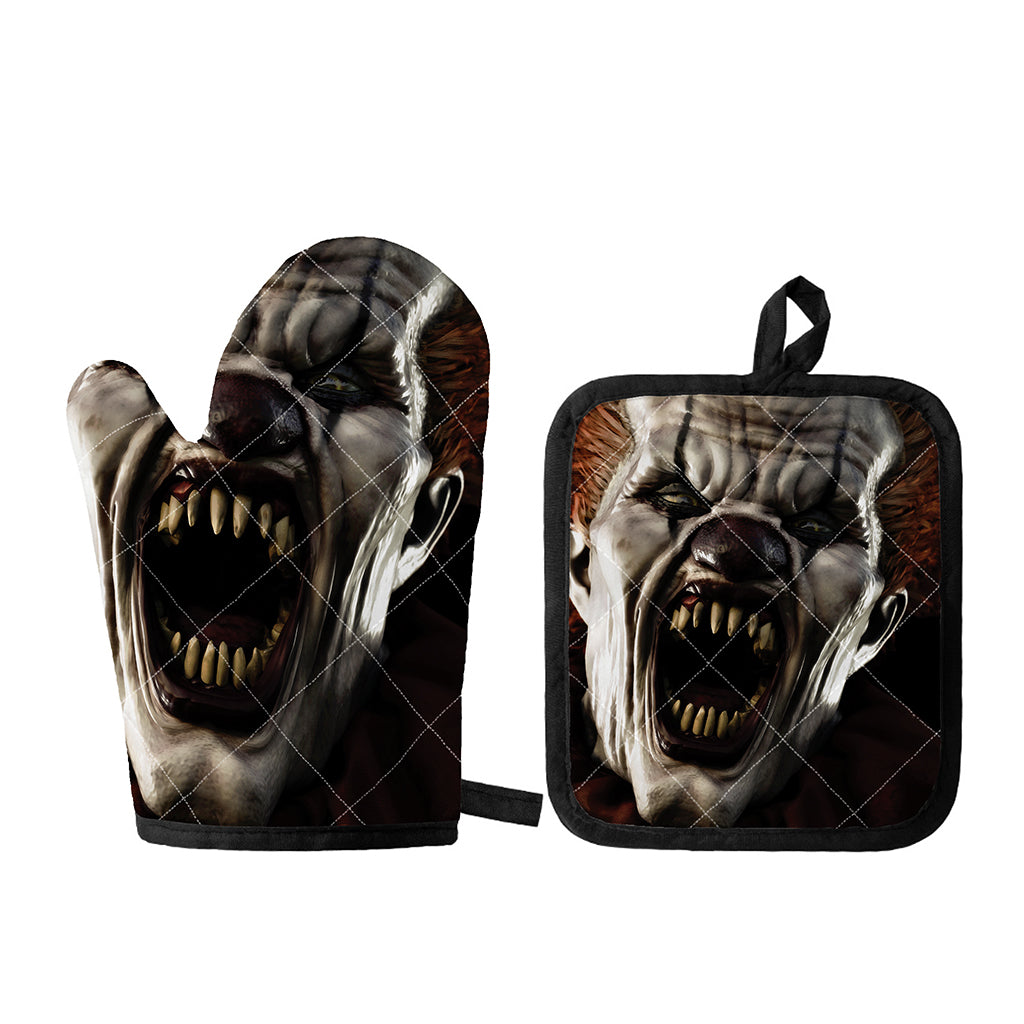 Halloween Clown Print Oven Mitt And Pot Holder Set