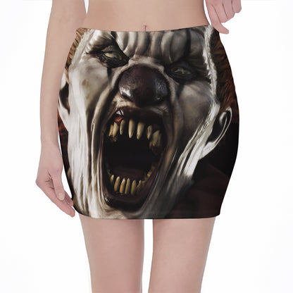 Halloween Clown Print Pencil Mini Skirt