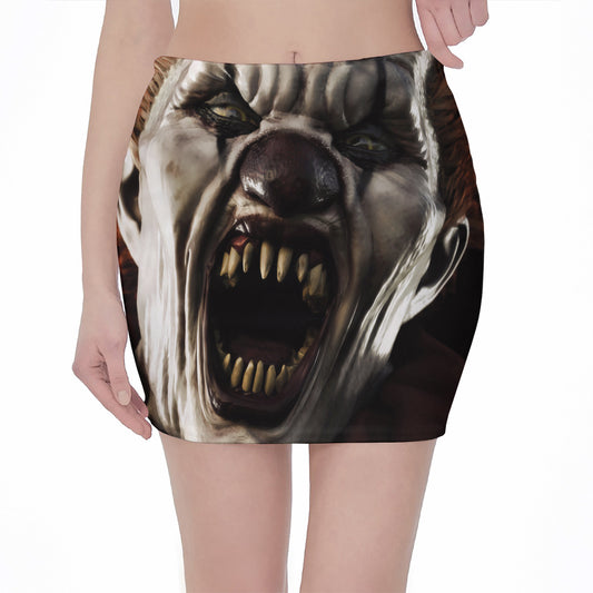 Halloween Clown Print Pencil Mini Skirt