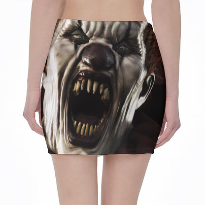 Halloween Clown Print Pencil Mini Skirt