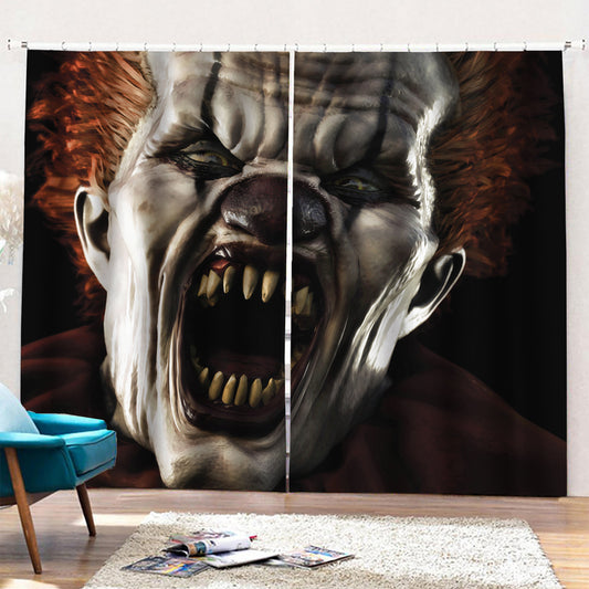 Halloween Clown Print Pencil Pleat Curtains