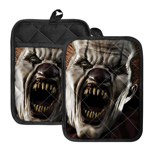 Halloween Clown Print Pot Holders With Pocket