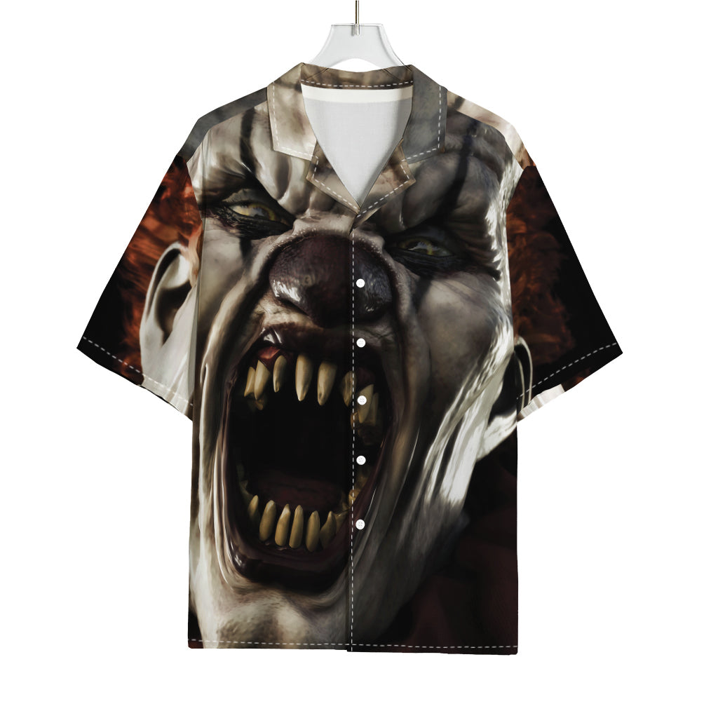 Halloween Clown Print Rayon Hawaiian Shirt