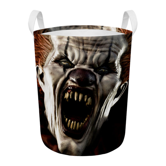 Halloween Clown Print Round Laundry Basket