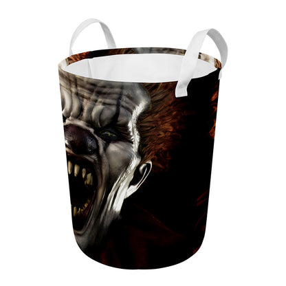 Halloween Clown Print Round Laundry Basket