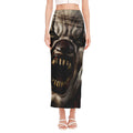 Halloween Clown Print Side Slit Maxi Skirt