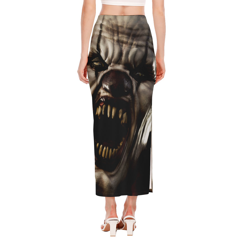 Halloween Clown Print Side Slit Maxi Skirt