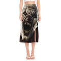 Halloween Clown Print Side Slit Midi Skirt