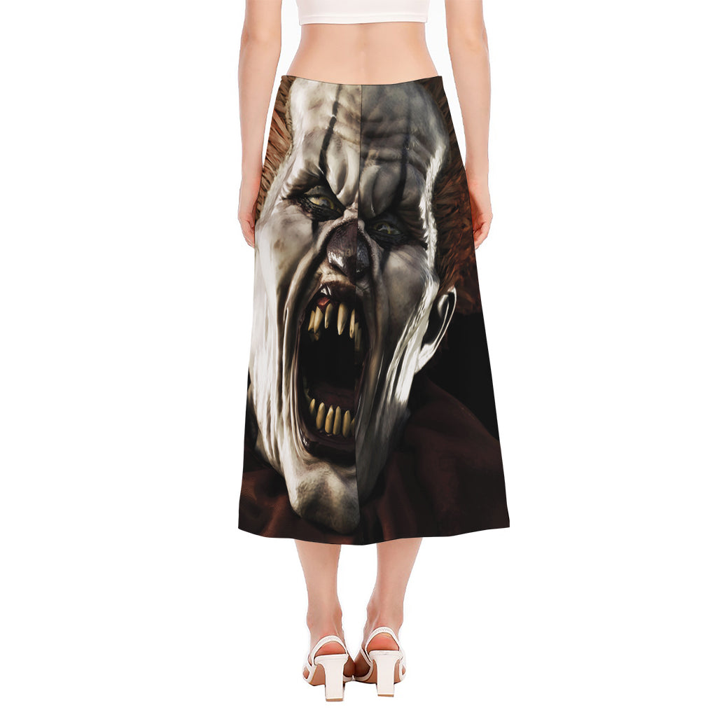 Halloween Clown Print Side Slit Midi Skirt