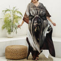 Halloween Clown Print Silk V-Neck Kaftan Dress