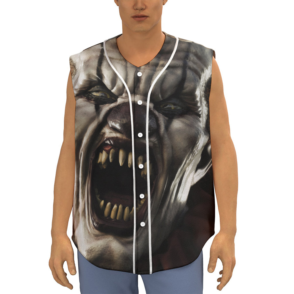 Halloween Clown Print Sleeveless Baseball Jersey