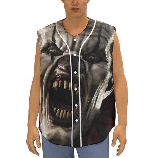 Halloween Clown Print Sleeveless Baseball Jersey