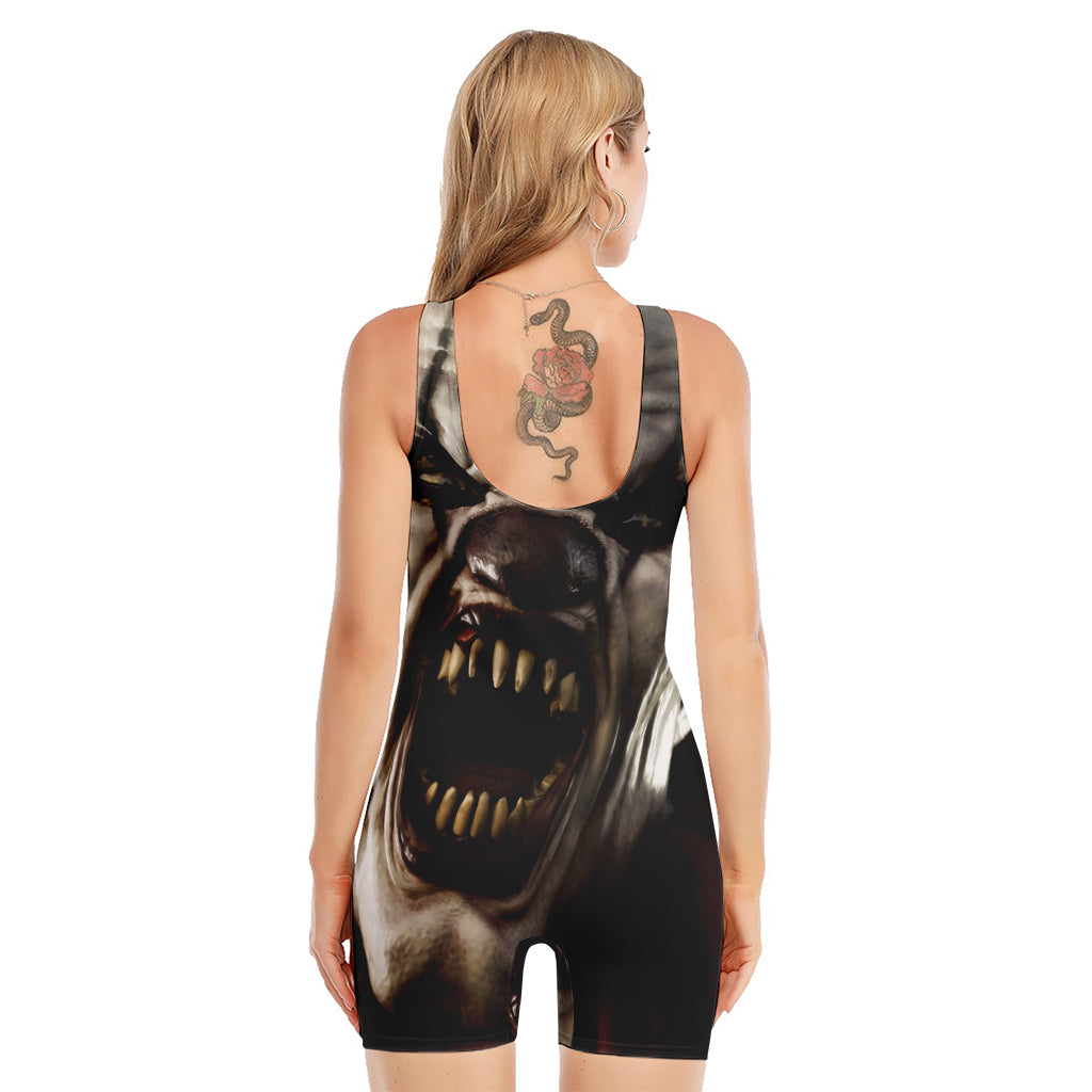 Halloween Clown Print Sleeveless One Piece Swimsuit