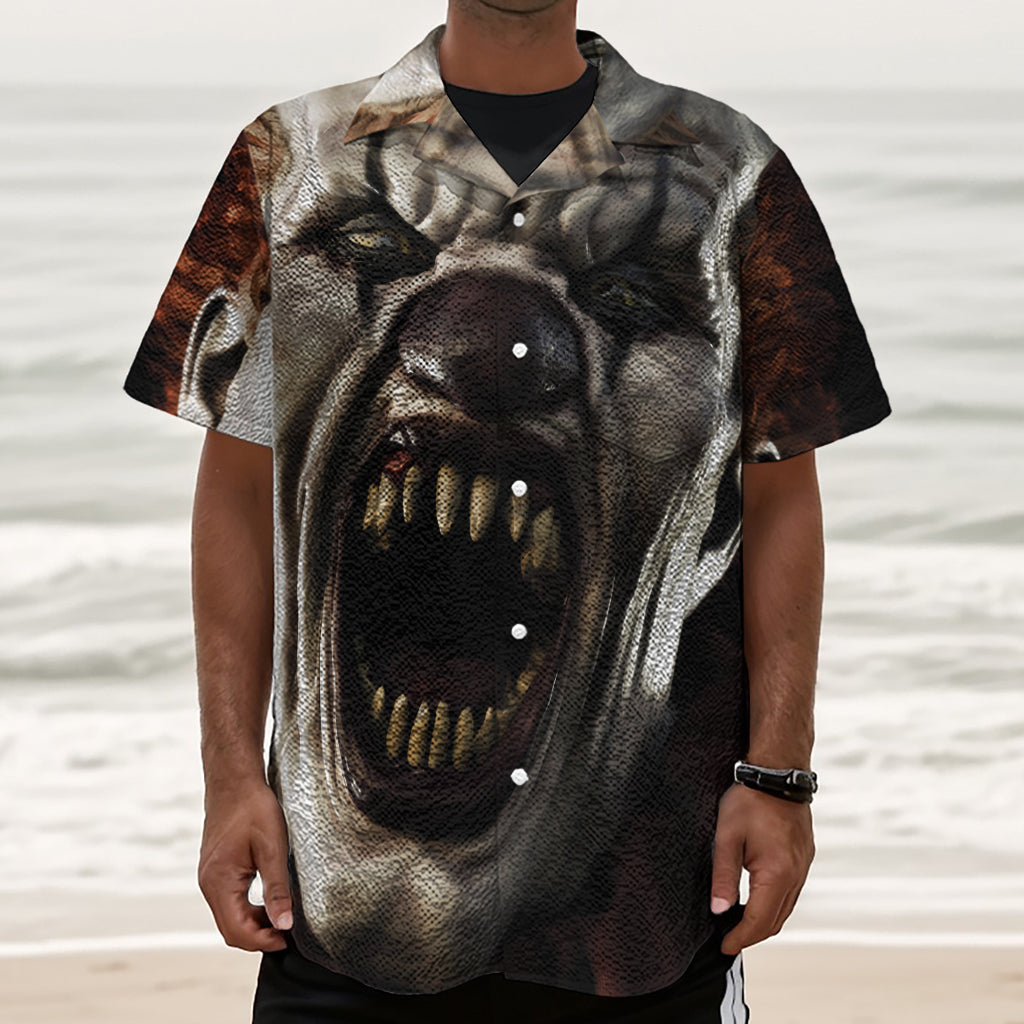 Halloween Clown Print Textured Short Sleeve Shirt