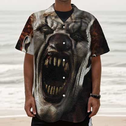Halloween Clown Print Textured Short Sleeve Shirt
