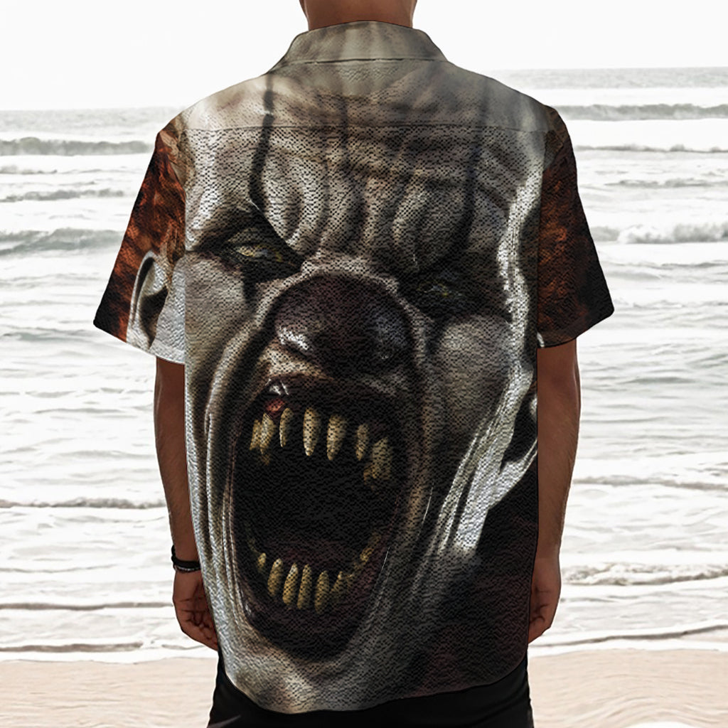 Halloween Clown Print Textured Short Sleeve Shirt